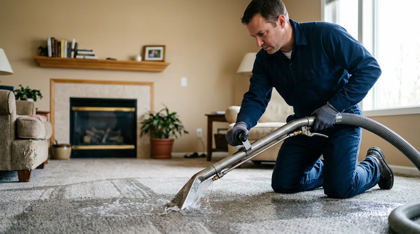 Water damage restoration technician working near Panama, OK